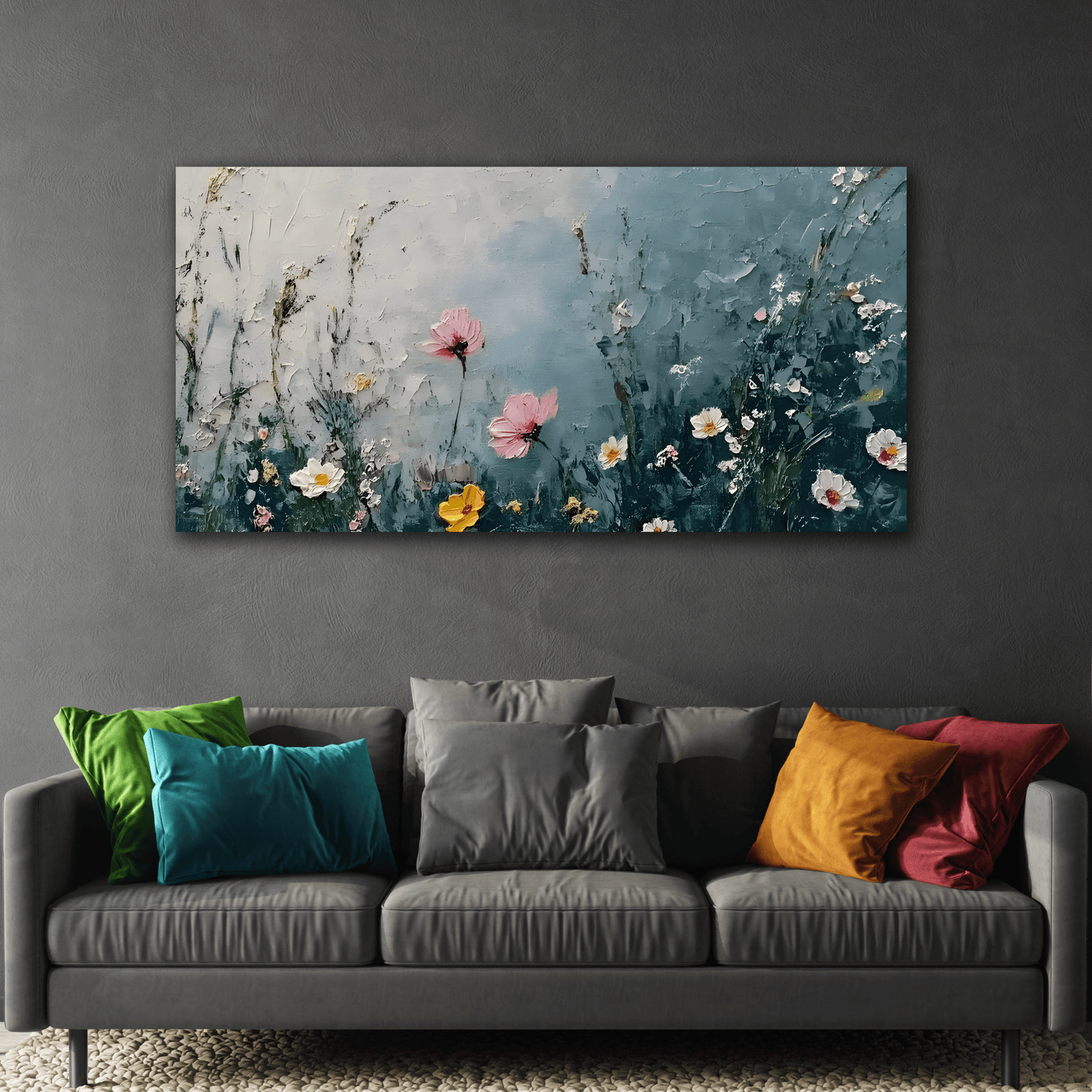 Floral Wall Art Canvas Print - Large Wildflower Home Decor - YesArtYes
