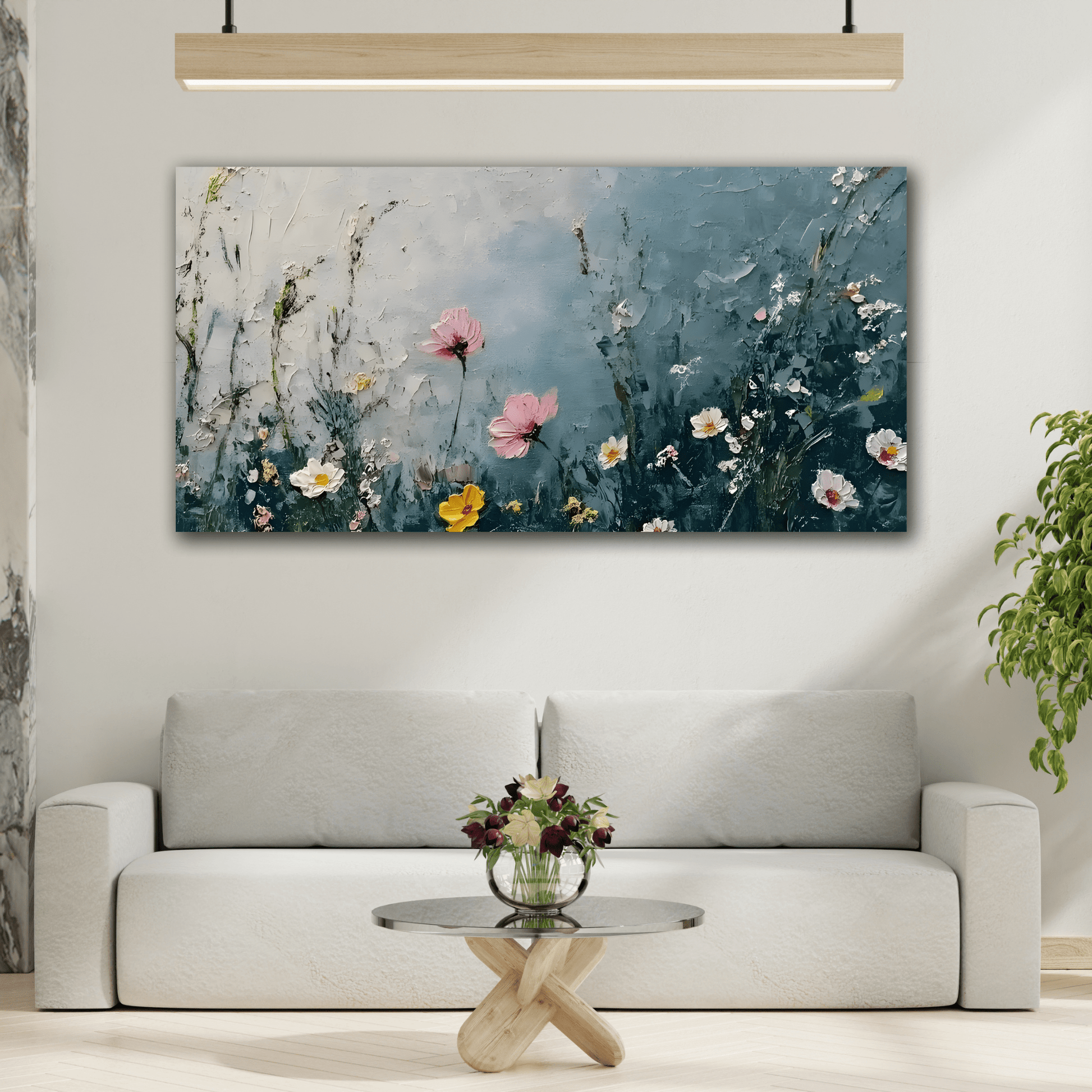 Floral Wall Art Canvas Print - Large Wildflower Home Decor - YesArtYes