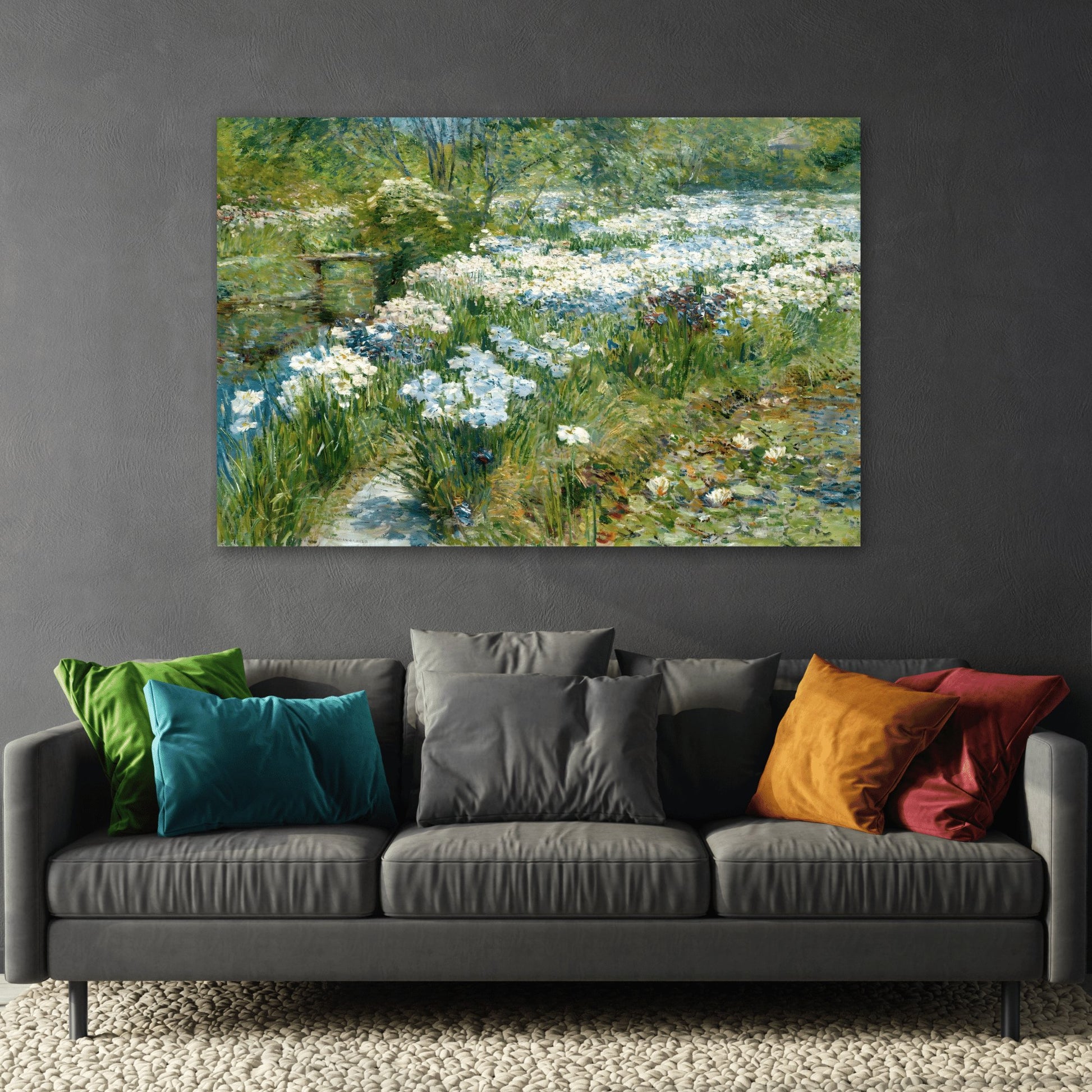 Floral Water Garden Landscape - Canvas Wall Art Print for Living Room