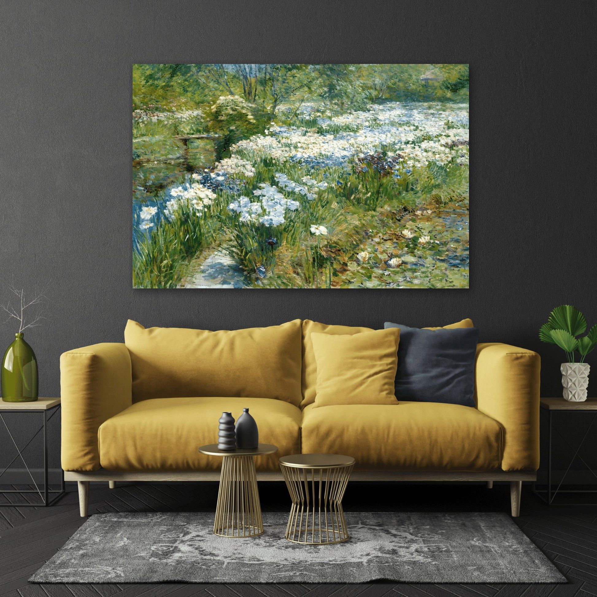 Floral Water Garden Landscape - Canvas Wall Art Print for Living Room