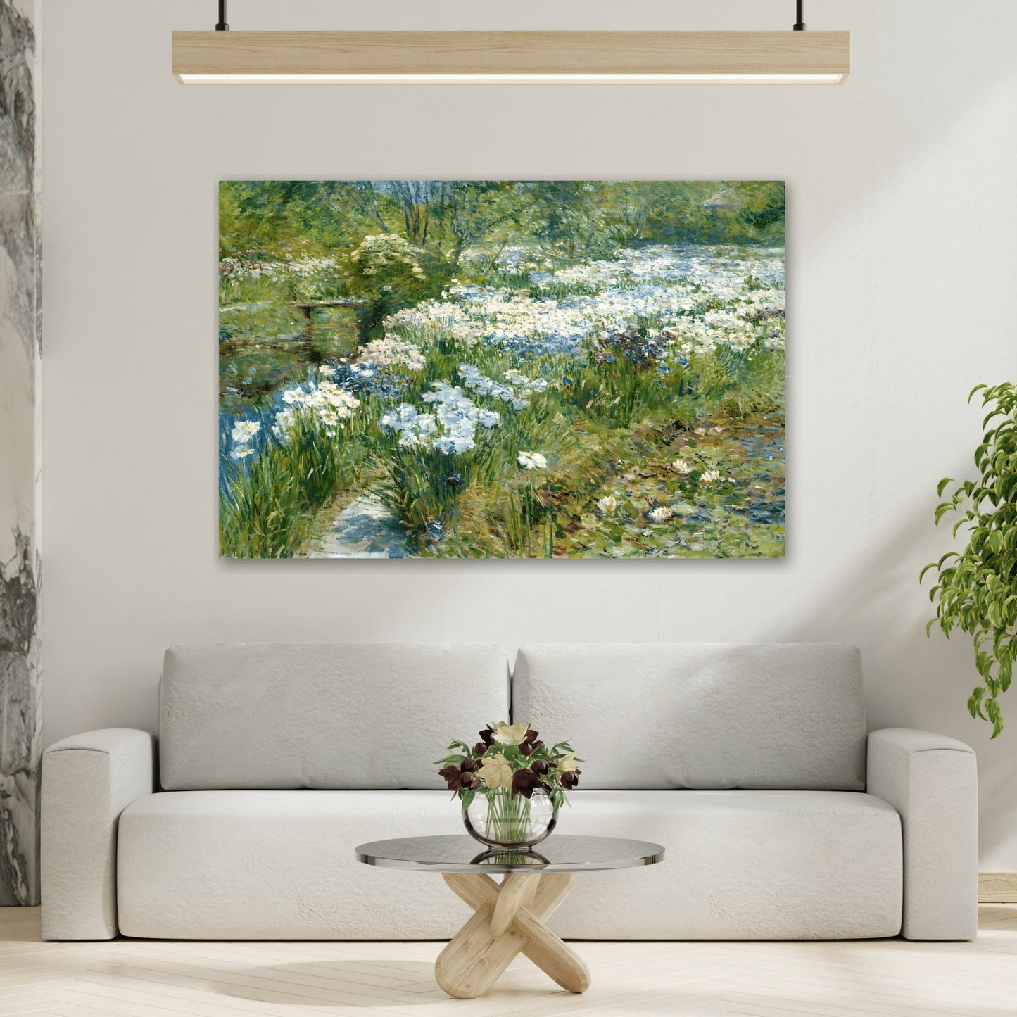 Floral Water Garden Landscape - Canvas Wall Art Print for Living Room