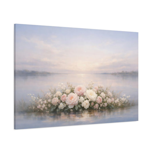 Floral Water Horizon shown as stretched canvas wall art
