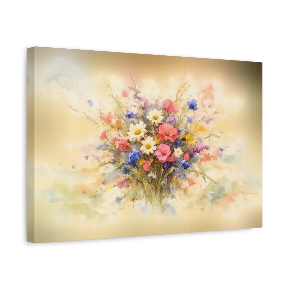 Floral Watercolor Wildflowers - Canvas Wall Art Print - YesArtYes