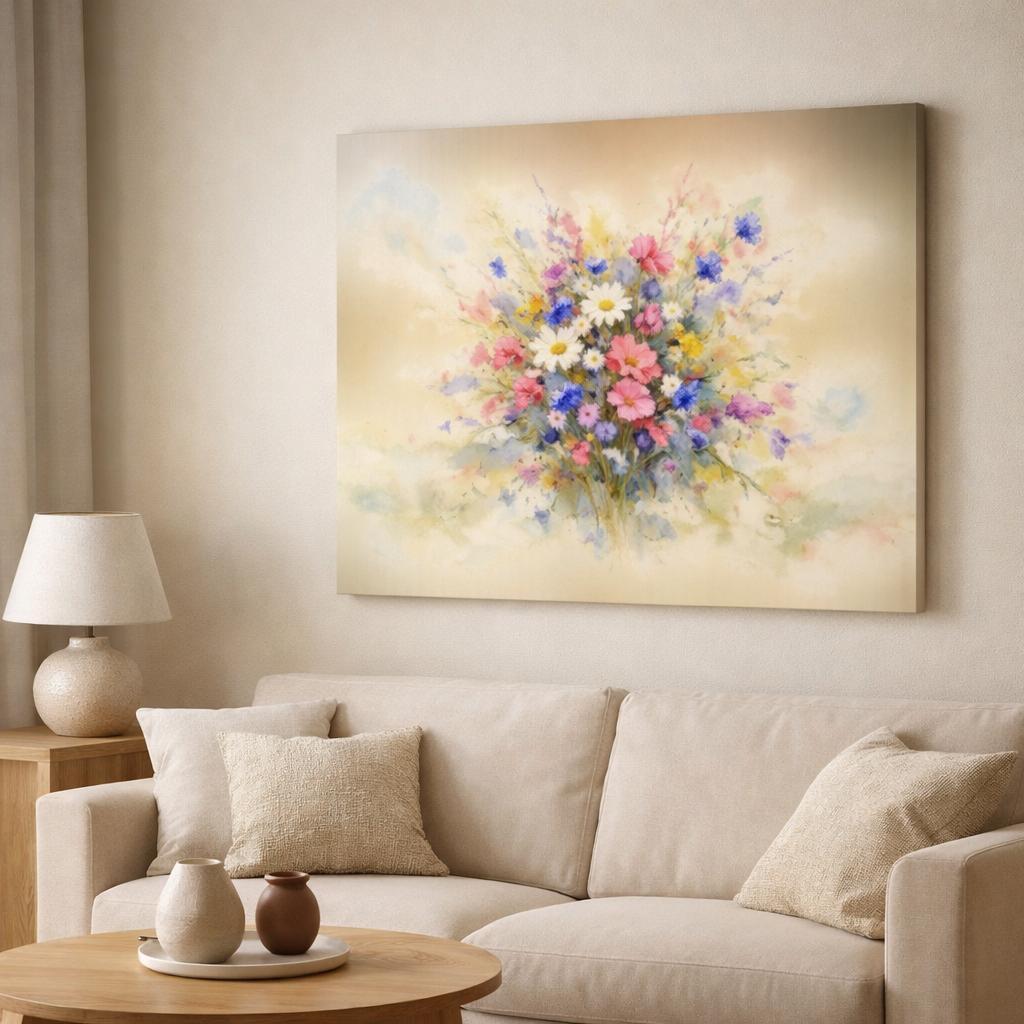 Floral Watercolor Wildflowers - Canvas Wall Art Print - YesArtYes