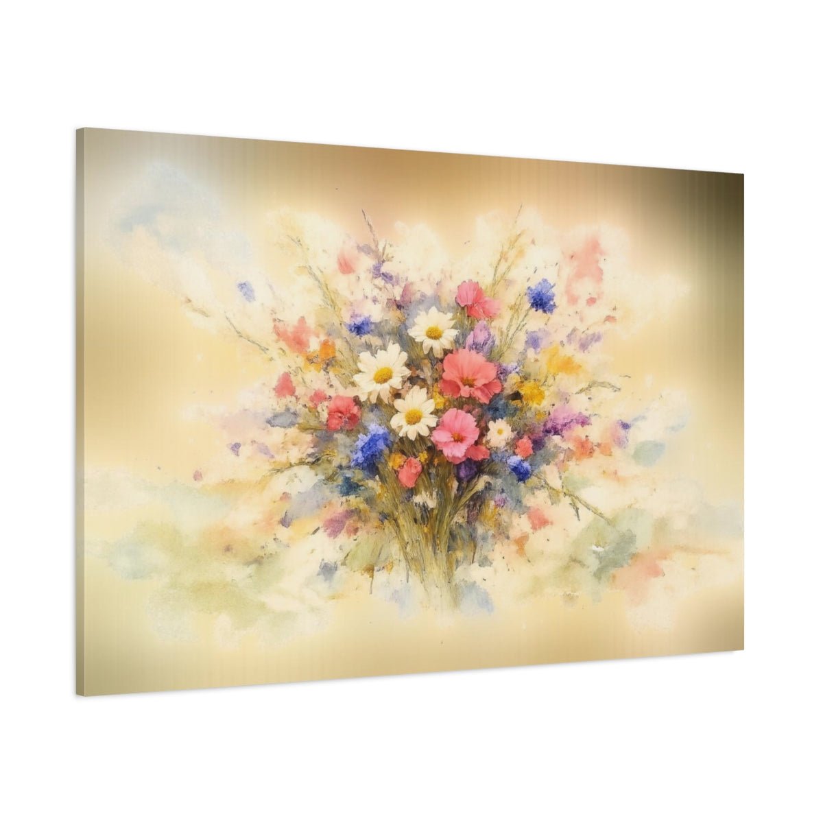 Floral Watercolor Wildflowers - Canvas Wall Art Print - YesArtYes