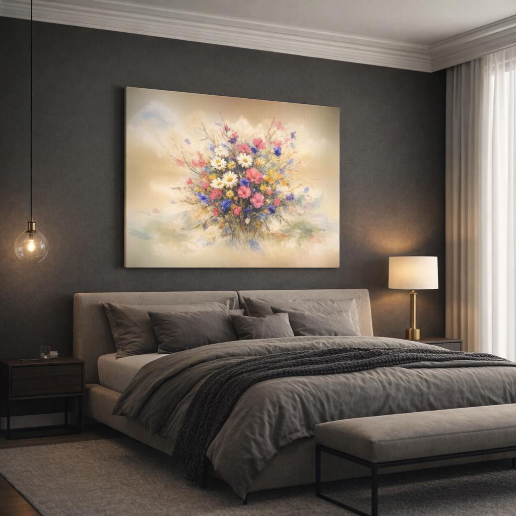 Floral Watercolor Wildflowers - Canvas Wall Art Print - YesArtYes