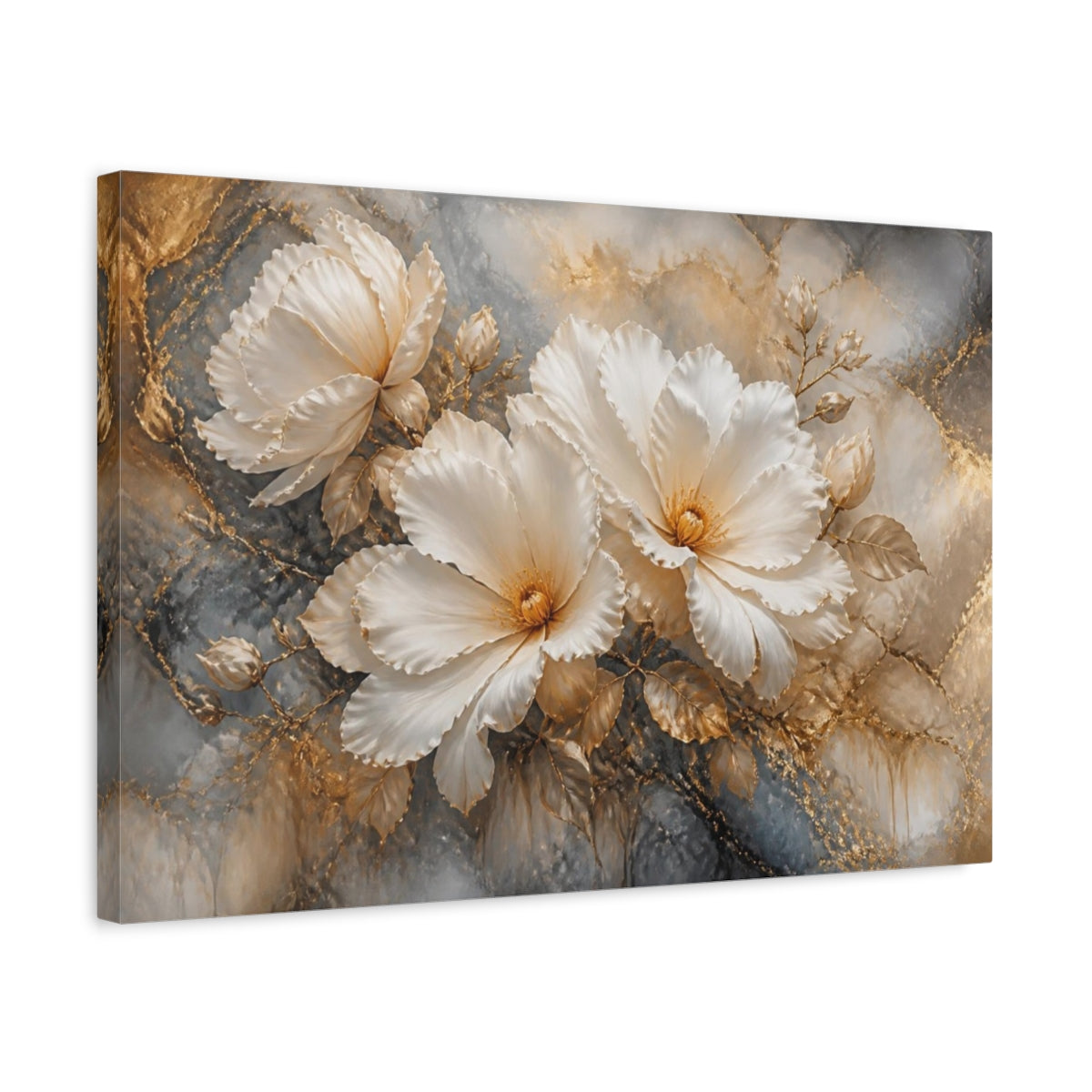 Side Mockup 3. Floral White Blossom Elegance shown as canvas print