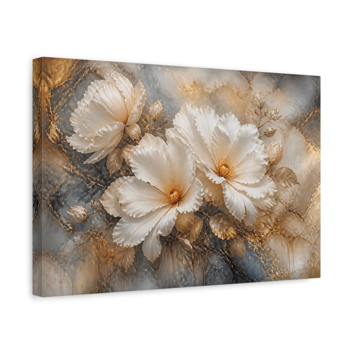 Side Mockup 4. Floral White Blossom Elegance shown as canvas print