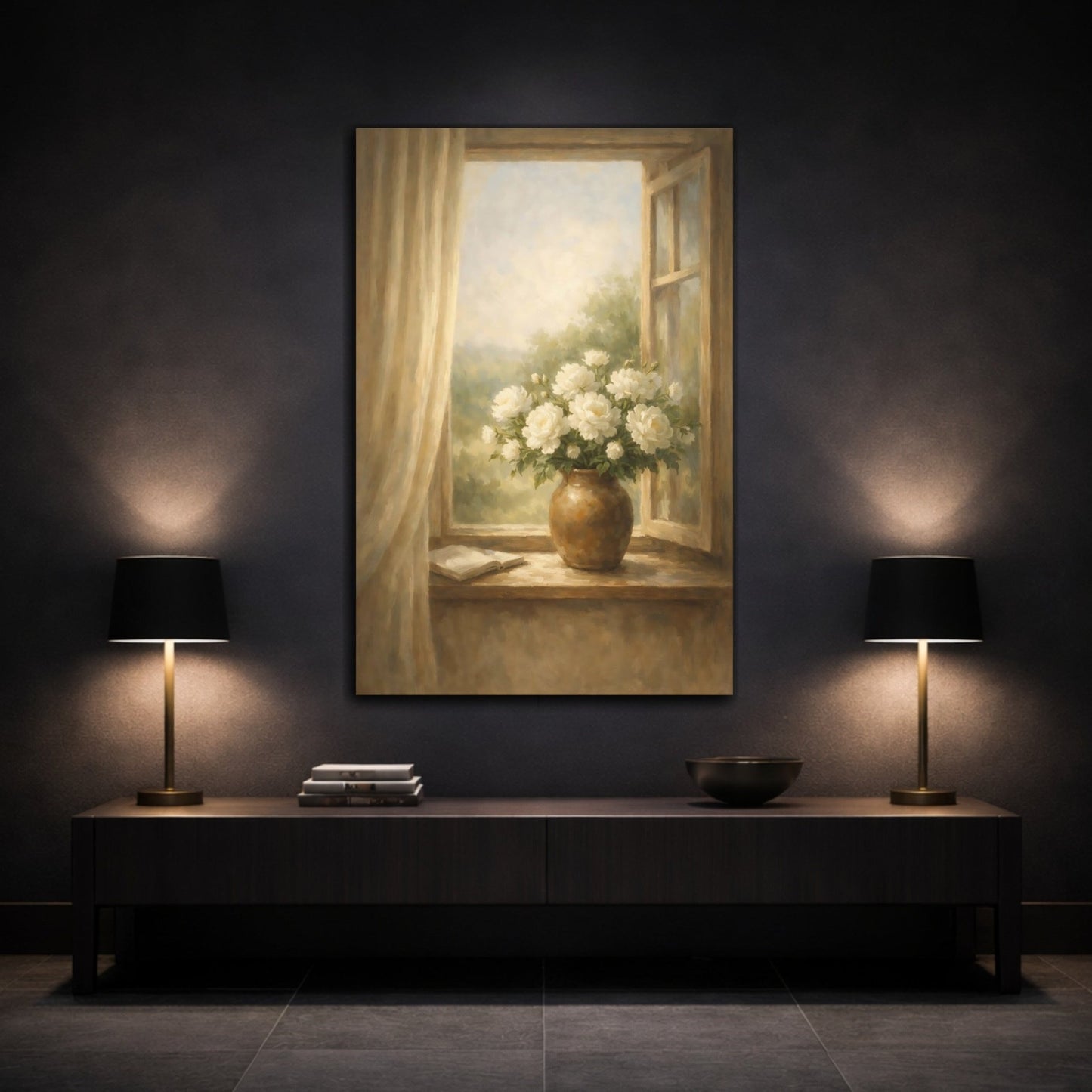 Floral White Flowers Soft - Canvas Wall Art Print - YesArtYes