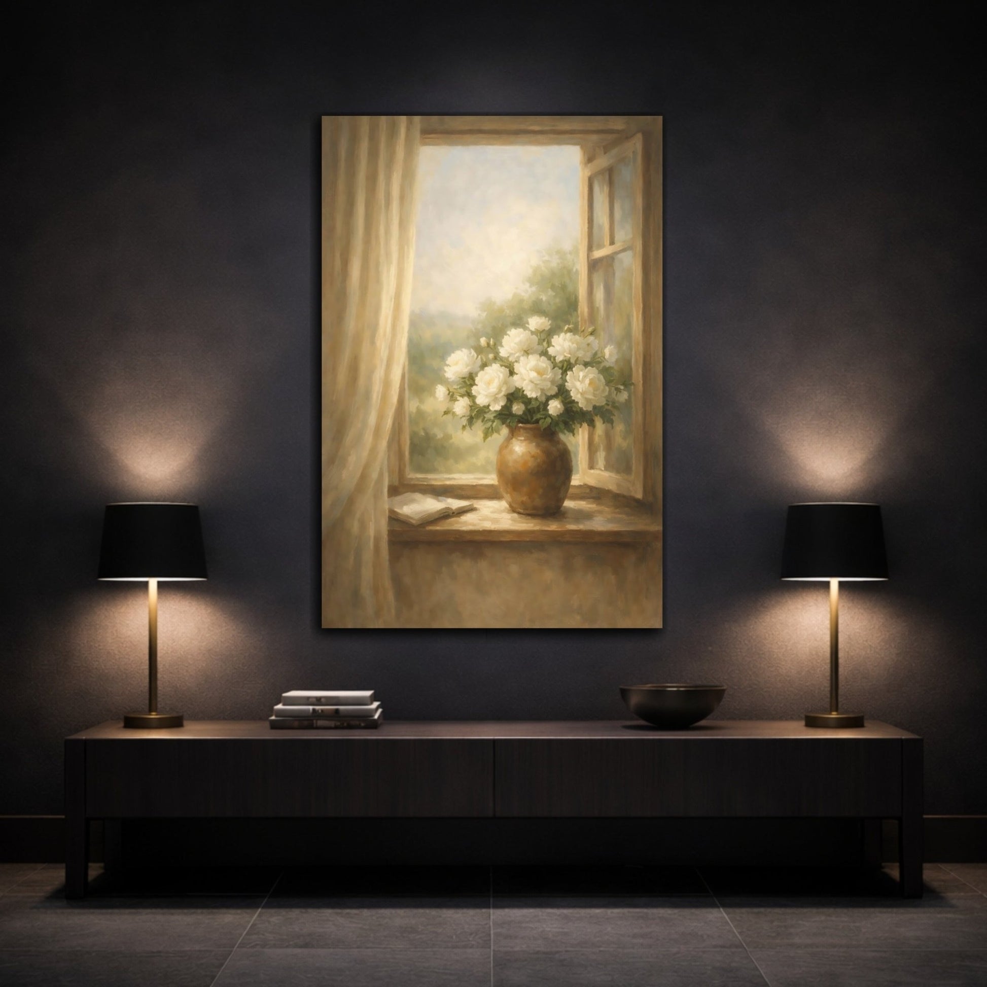 Floral White Flowers Soft - Canvas Wall Art Print - YesArtYes