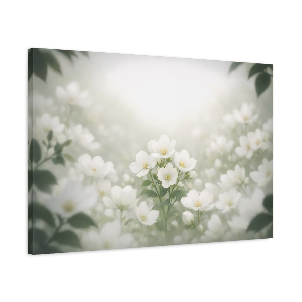 Floral White Flowers Soft - Canvas Wall Art Print - YesArtYes