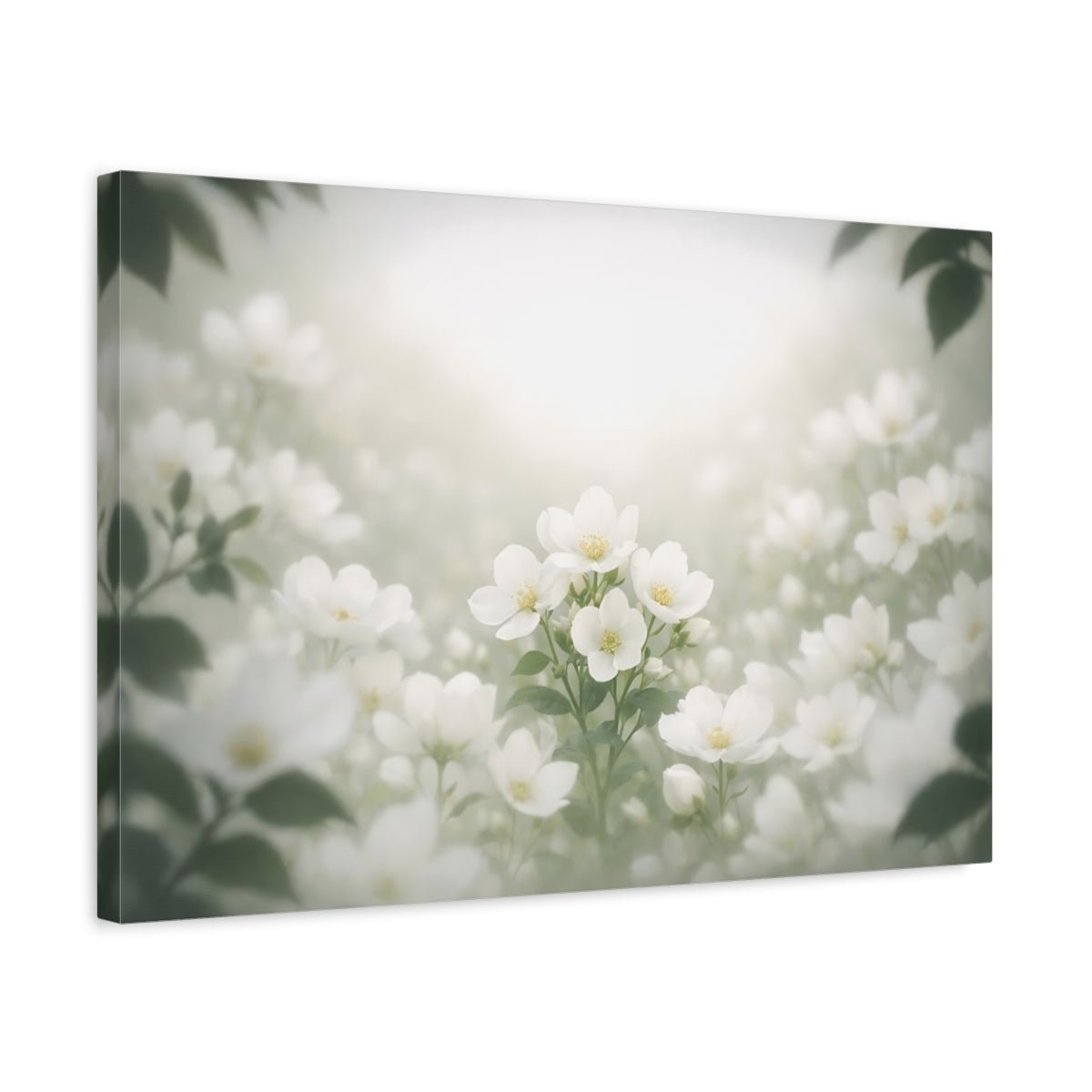Floral White Flowers Soft - Canvas Wall Art Print - YesArtYes