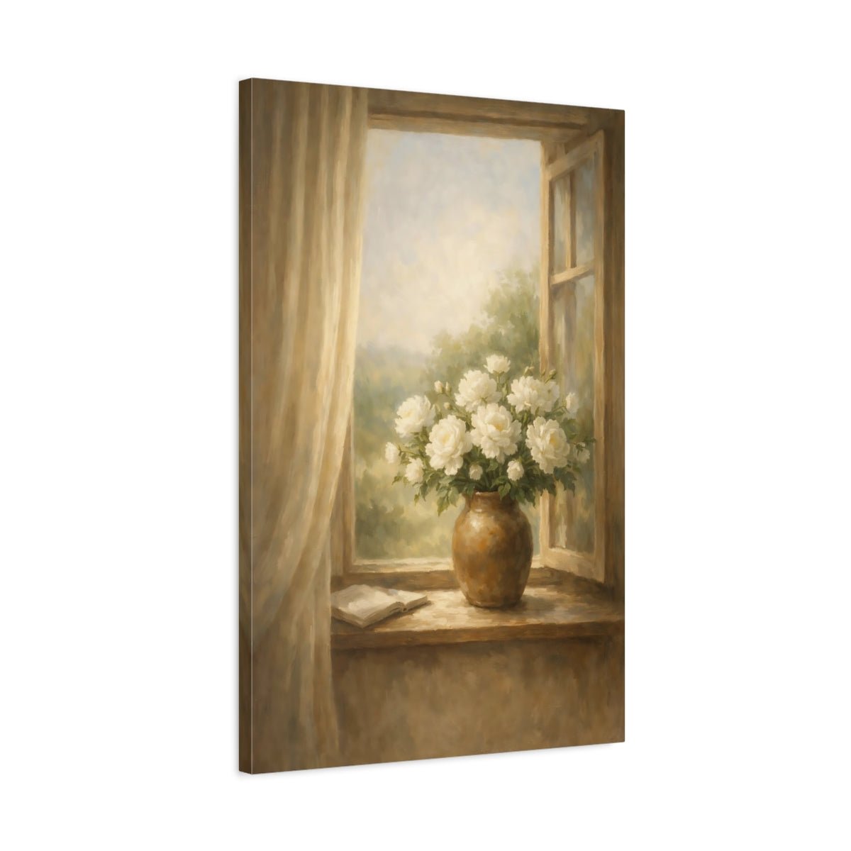 Floral White Flowers Soft - Canvas Wall Art Print - YesArtYes