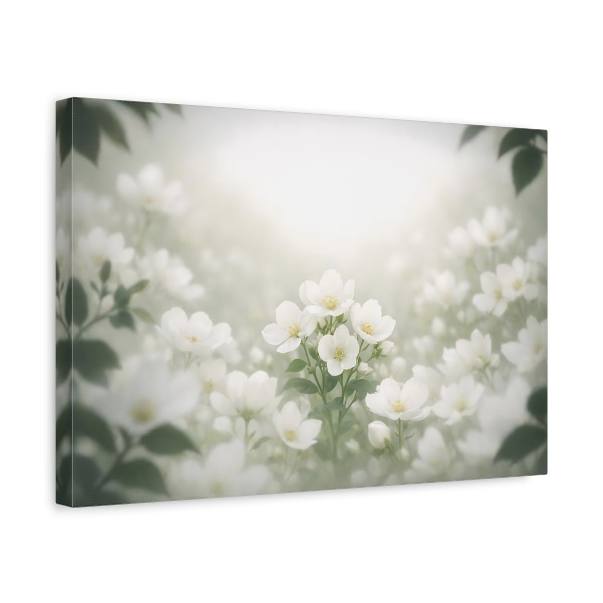 Floral White Flowers Soft - Canvas Wall Art Print - YesArtYes
