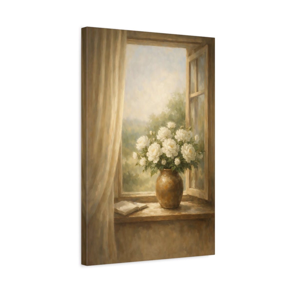 Floral White Flowers Soft - Canvas Wall Art Print - YesArtYes