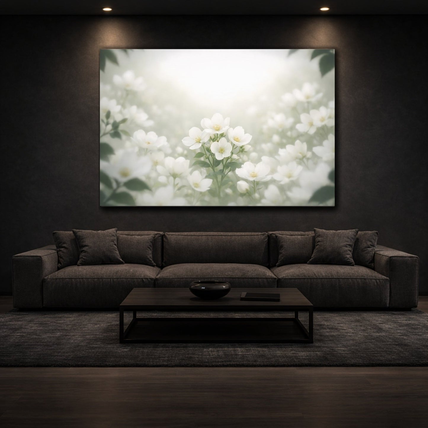 Floral White Flowers Soft - Canvas Wall Art Print - YesArtYes