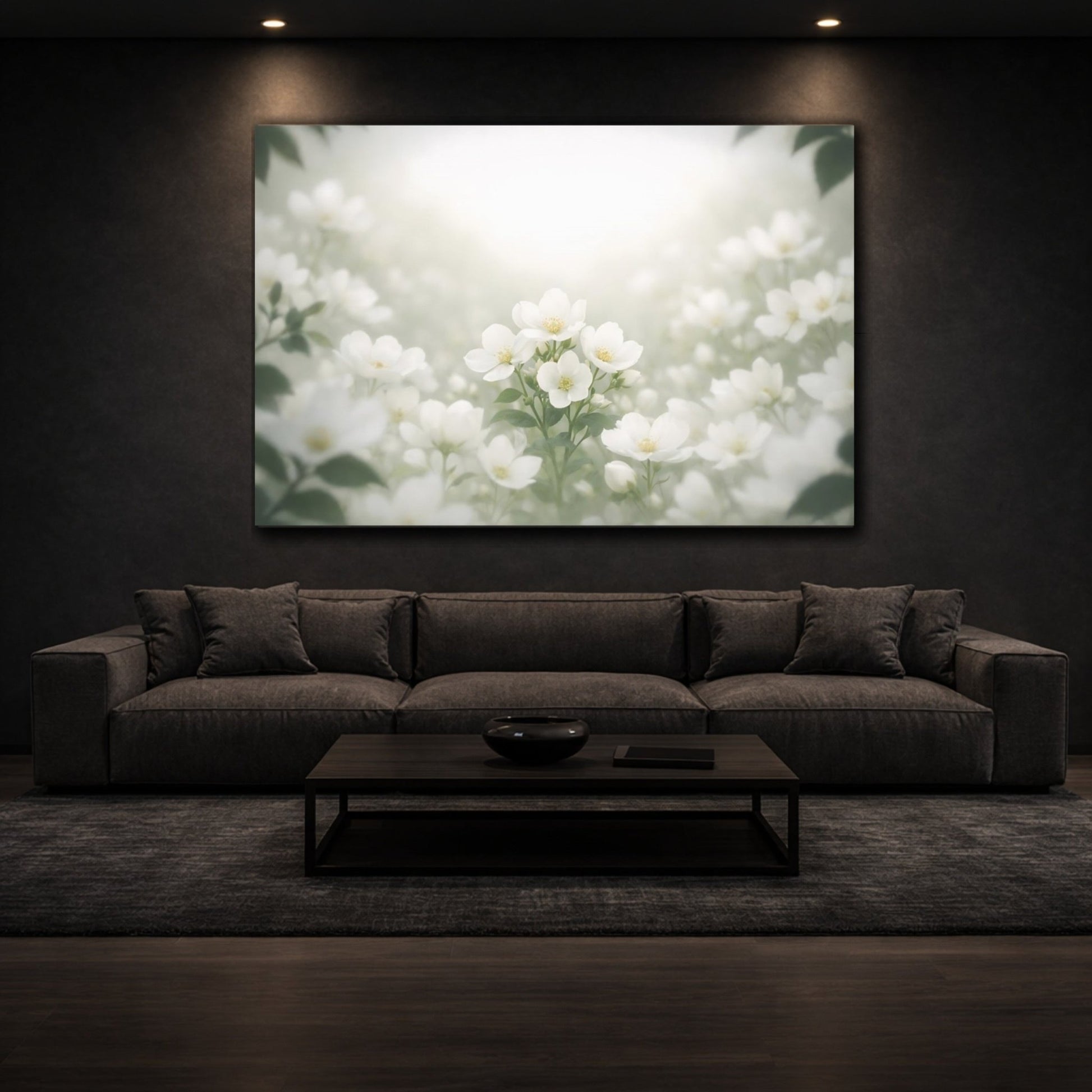 Floral White Flowers Soft - Canvas Wall Art Print - YesArtYes