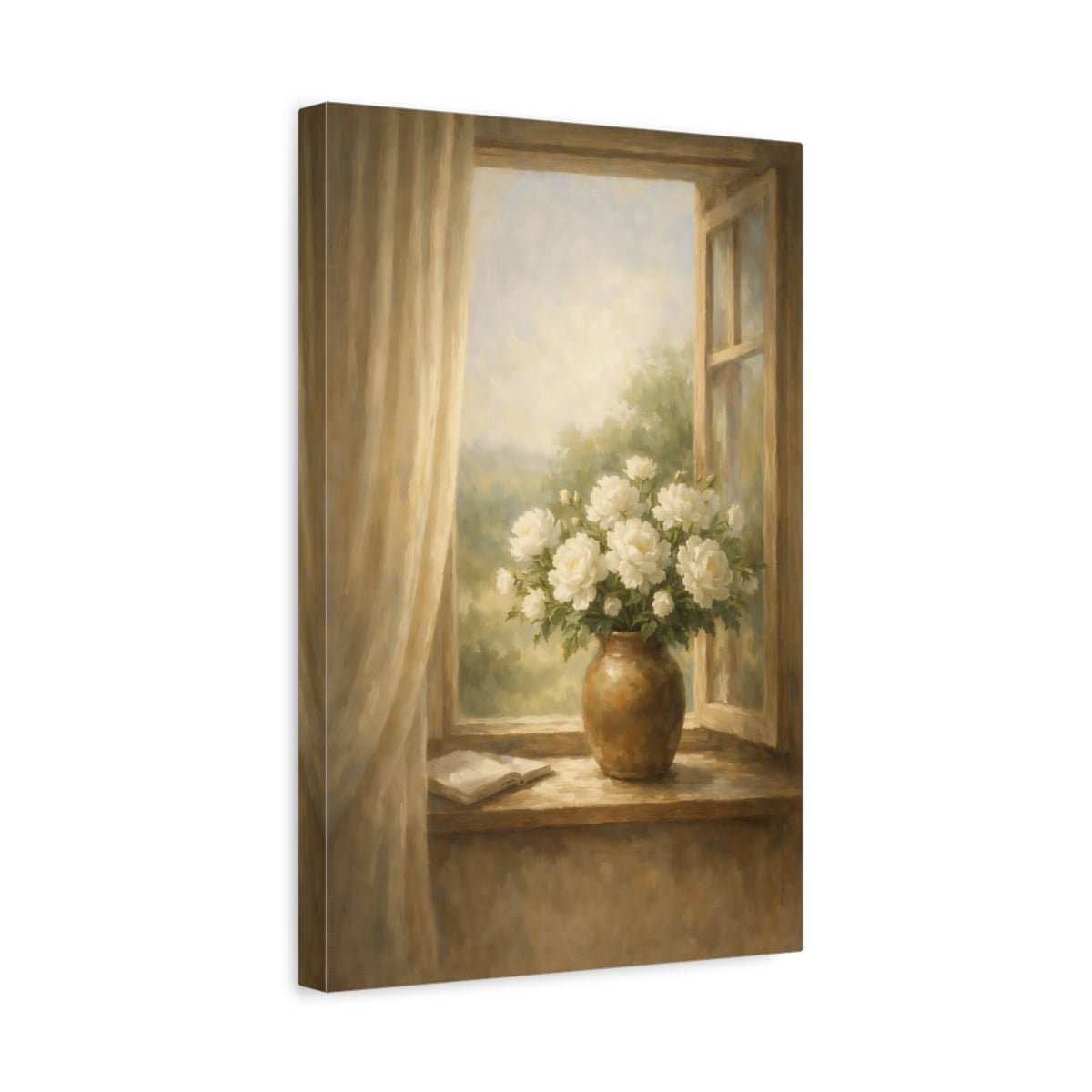 Floral White Flowers Soft - Canvas Wall Art Print - YesArtYes