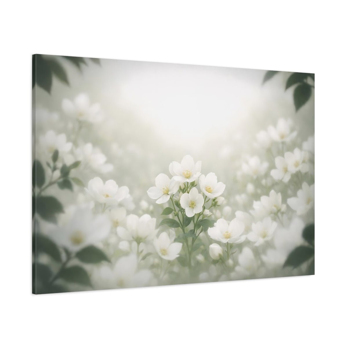Floral White Flowers Soft - Canvas Wall Art Print - YesArtYes