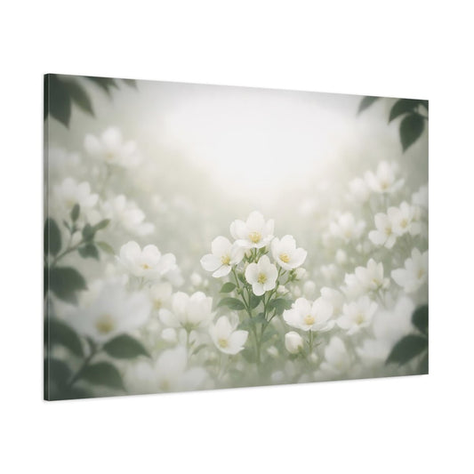 Floral White Flowers Soft - Canvas Wall Art Print - YesArtYes