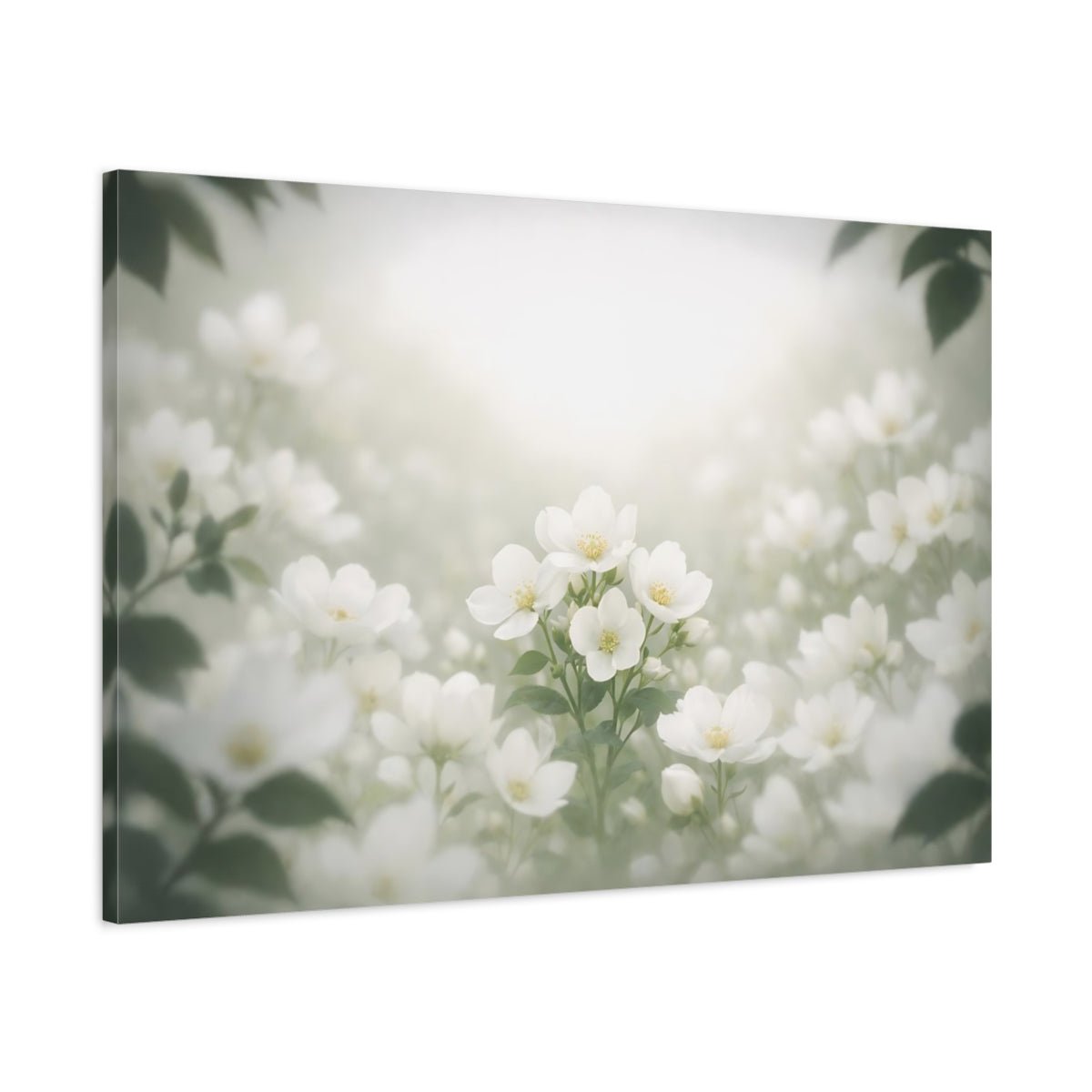 Floral White Flowers Soft - Canvas Wall Art Print - YesArtYes