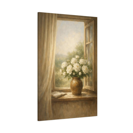 Floral White Flowers Soft - Canvas Wall Art Print - YesArtYes