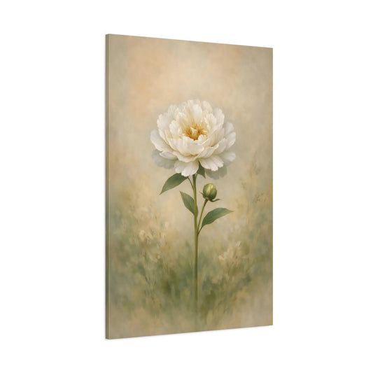 Floral White Peony White Peony shown as stretched canvas wall art