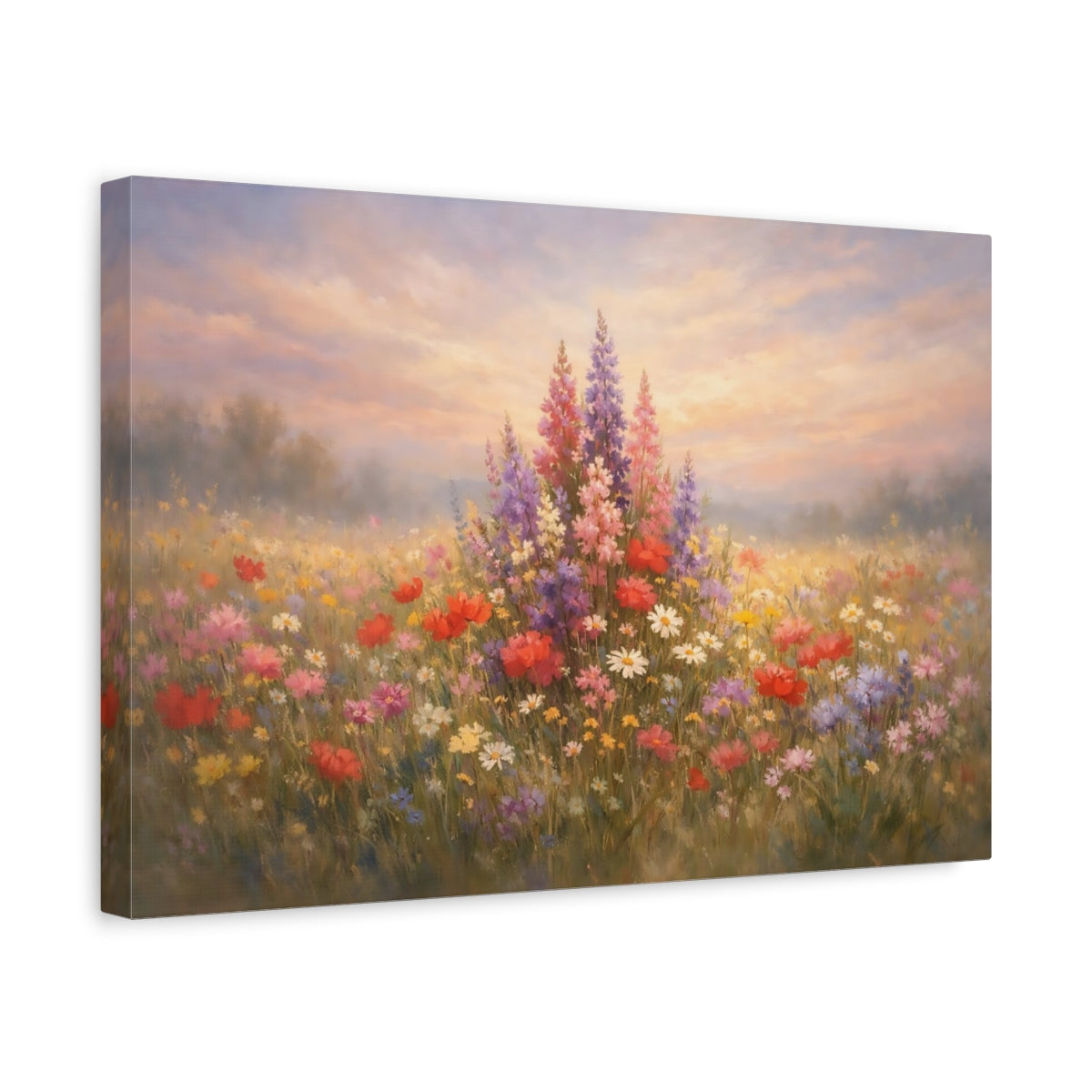 Side Mockup 4. Floral Wildflowers Colorful Wildflowers shown as stretched canvas wall art