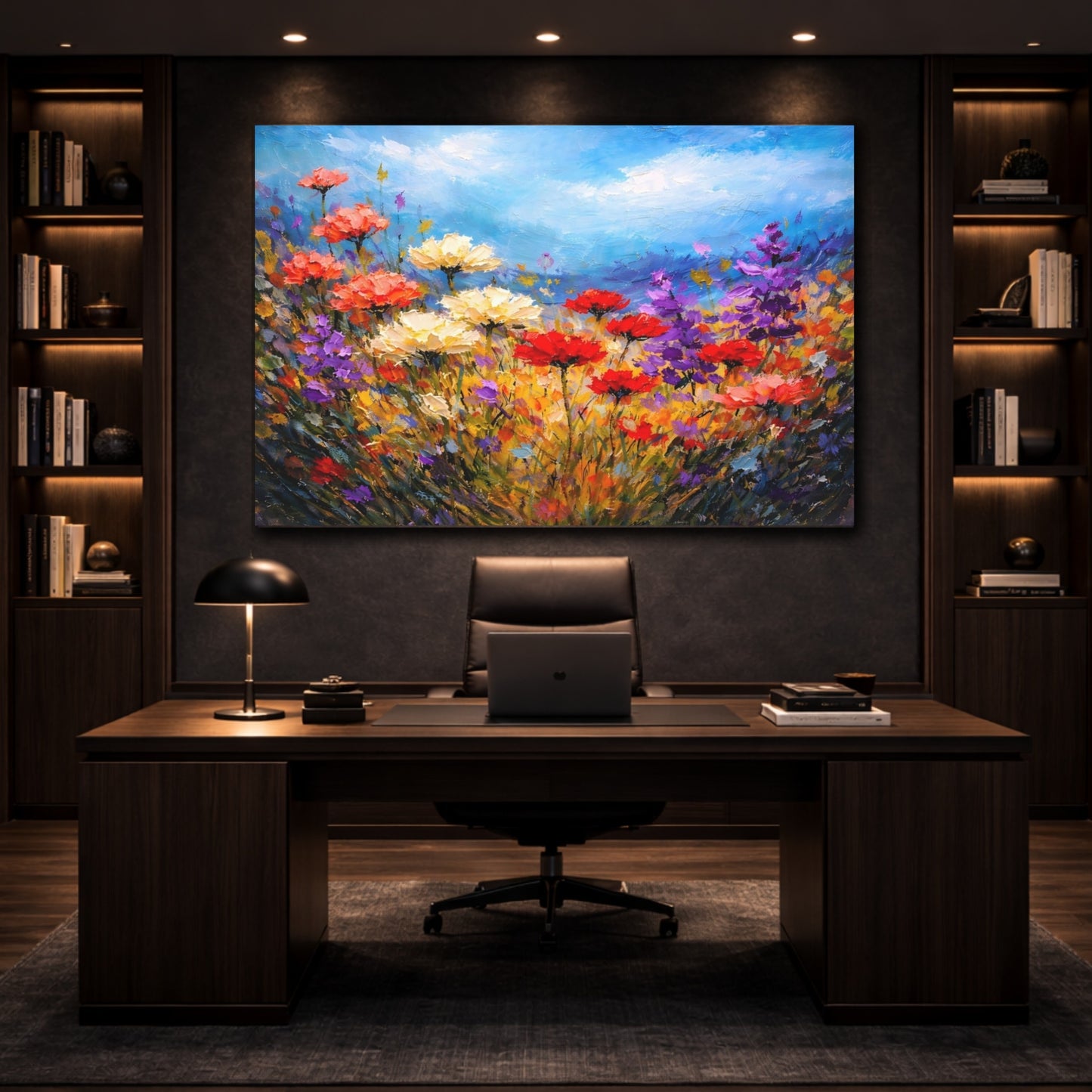 Floral Wildflowers Colorful Floral shown as front canvas room wall art