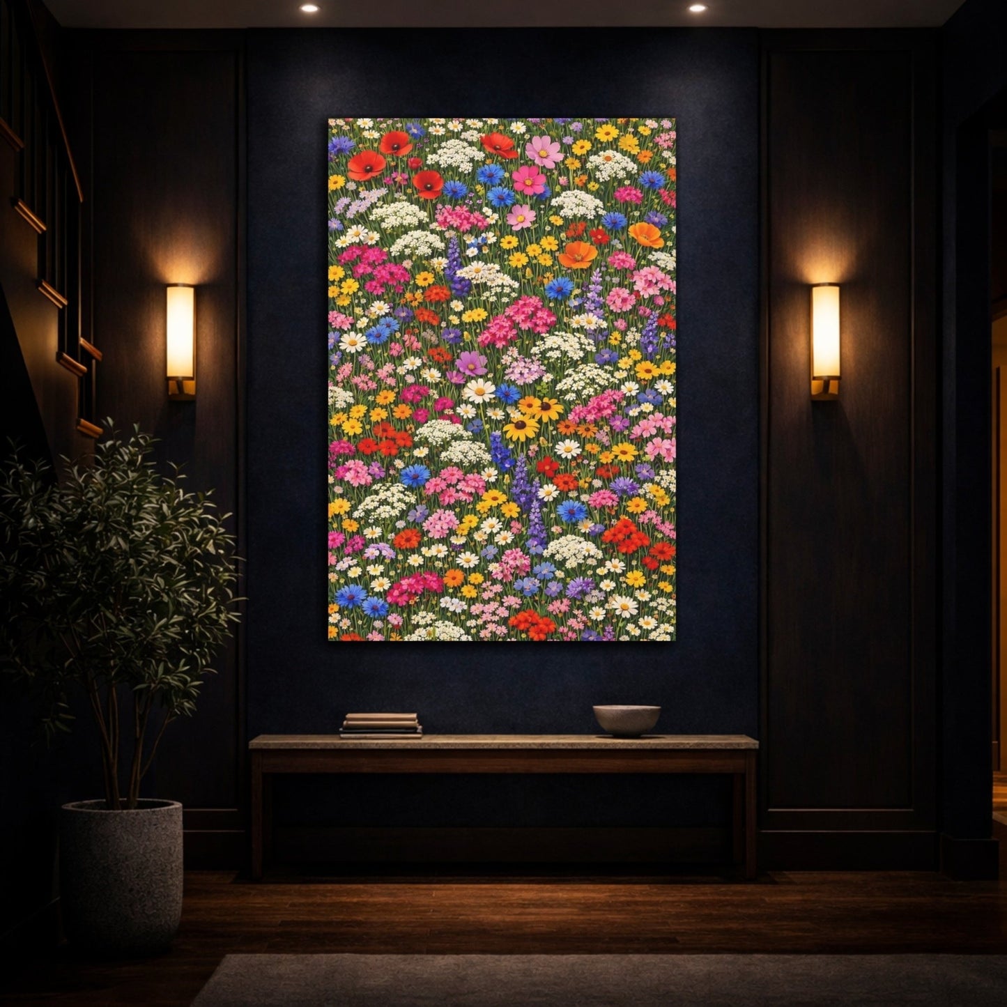Floral Wildflowers Colorful Flower - Canvas Wall Art Print - YesArtYes