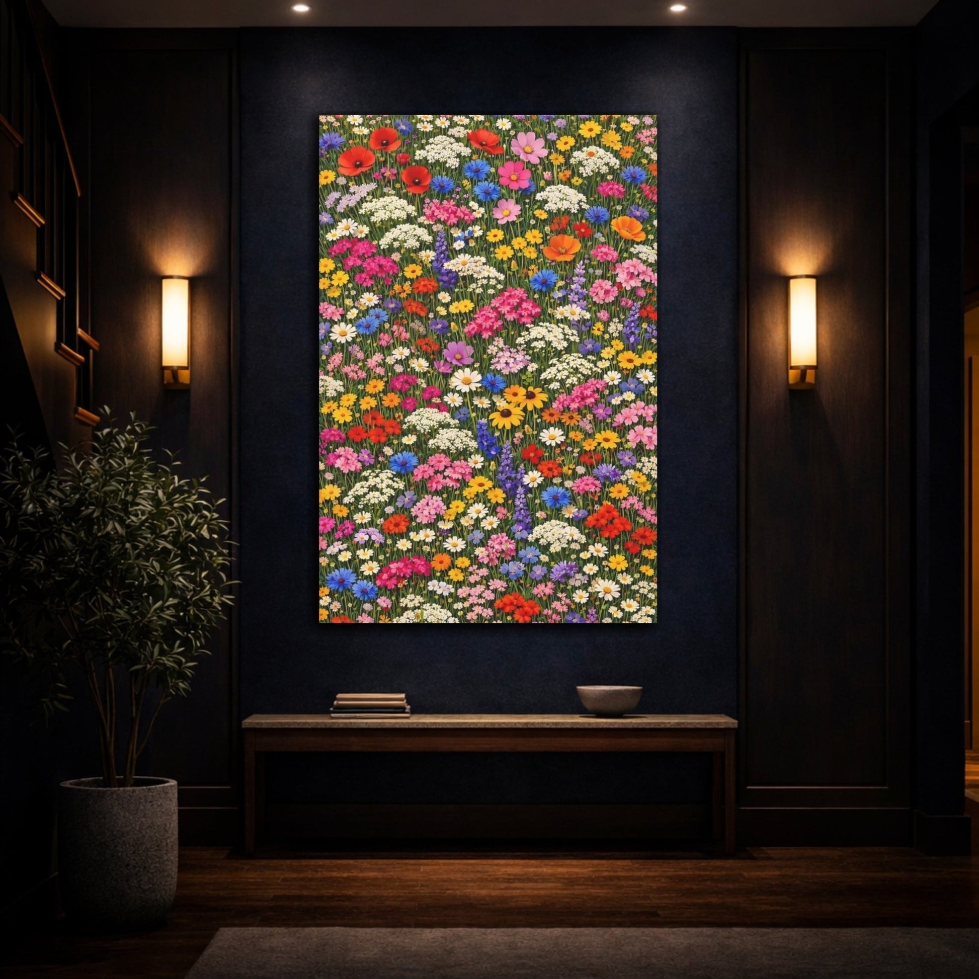 Floral Wildflowers Colorful Flower - Canvas Wall Art Print - YesArtYes