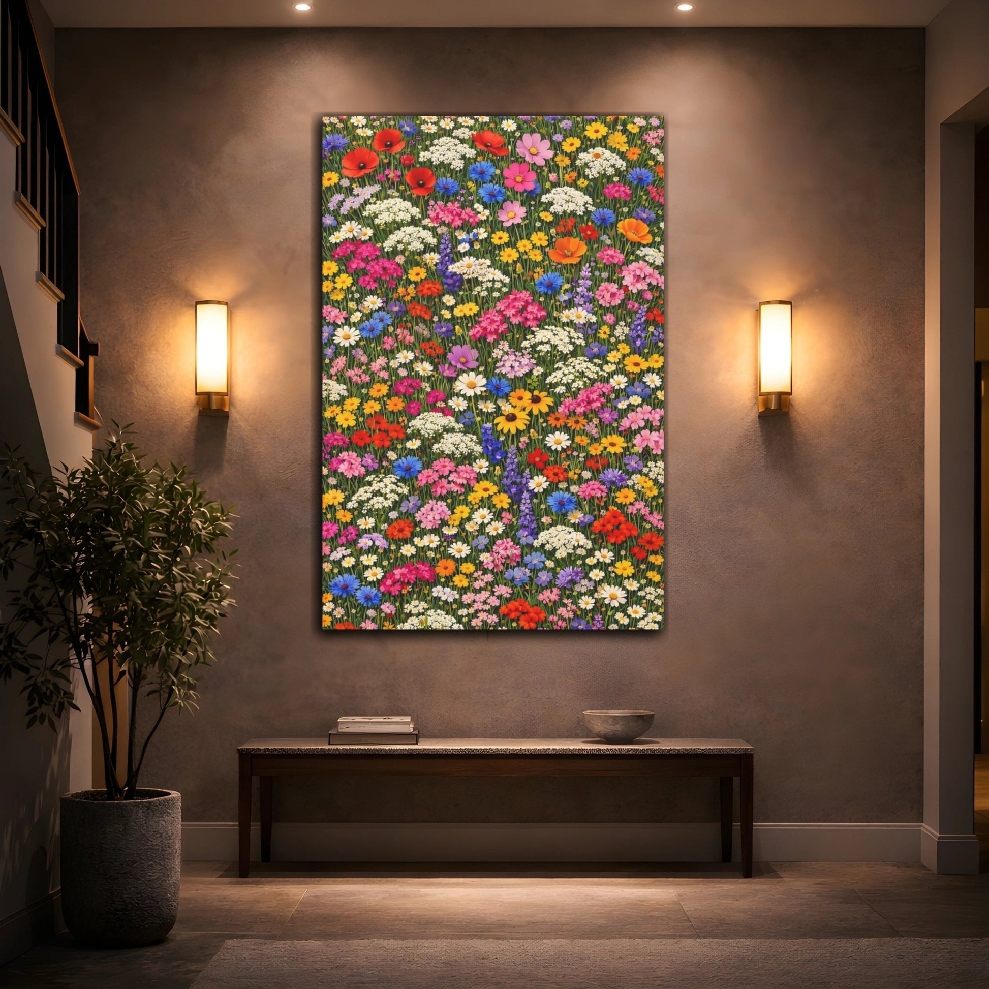 Floral Wildflowers Colorful Flower - Canvas Wall Art Print - YesArtYes