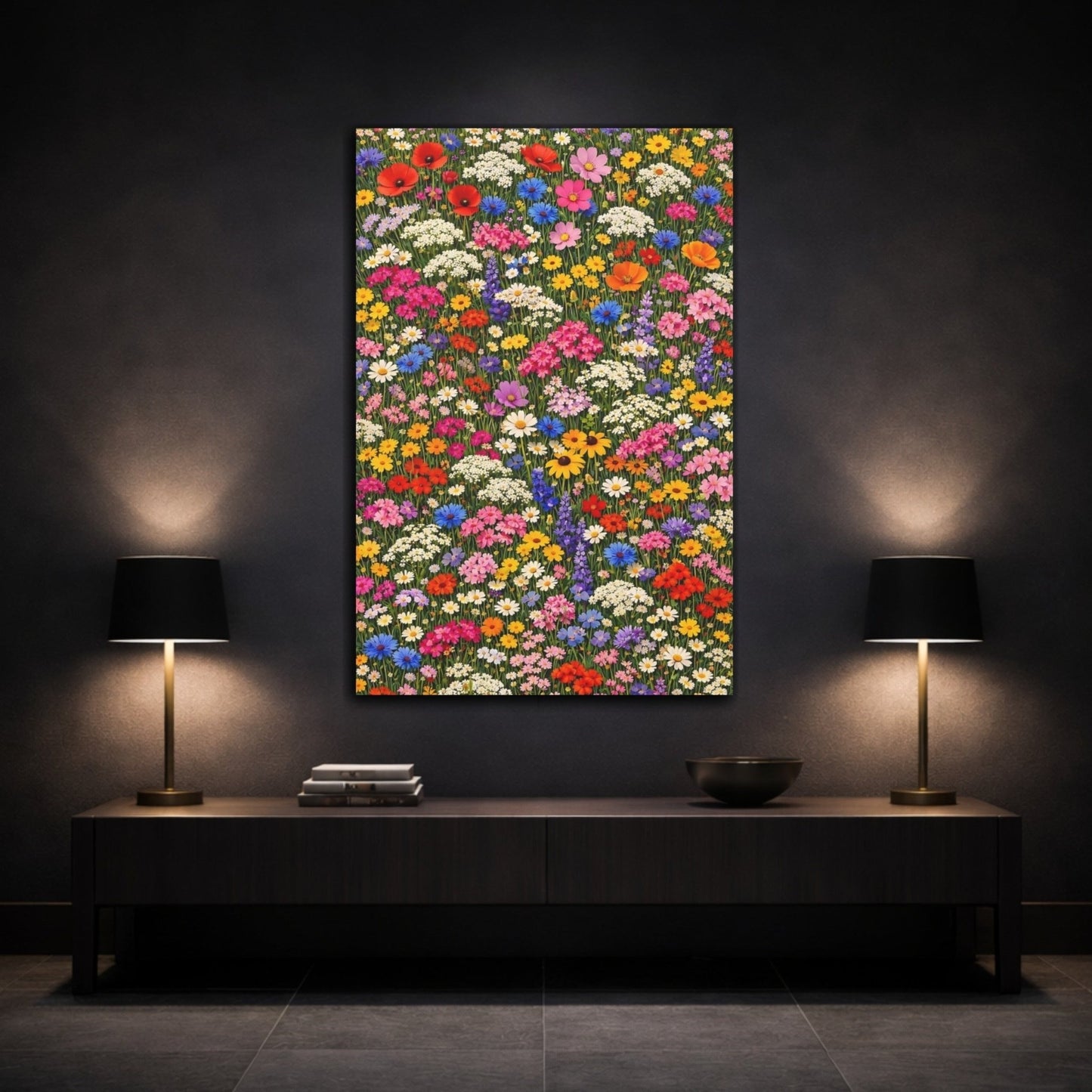 Floral Wildflowers Colorful Flower - Canvas Wall Art Print - YesArtYes