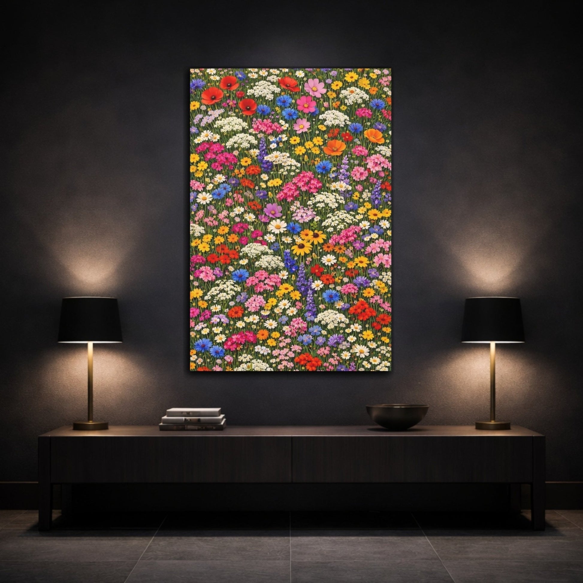 Floral Wildflowers Colorful Flower - Canvas Wall Art Print - YesArtYes