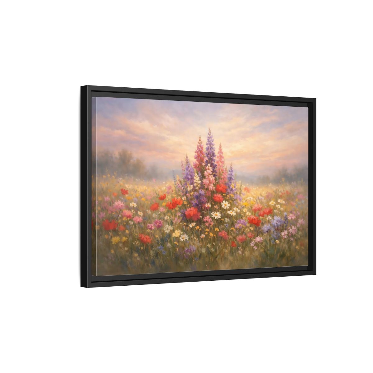 Side Mockup 3. Floral Wildflowers Colorful Wildflowers shown as stretched canvas wall art