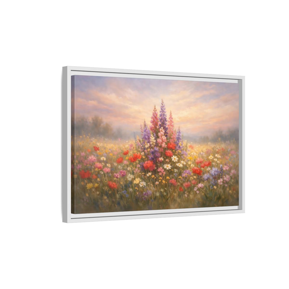 Side Mockup 1. Floral Wildflowers Colorful Wildflowers shown as stretched canvas wall art