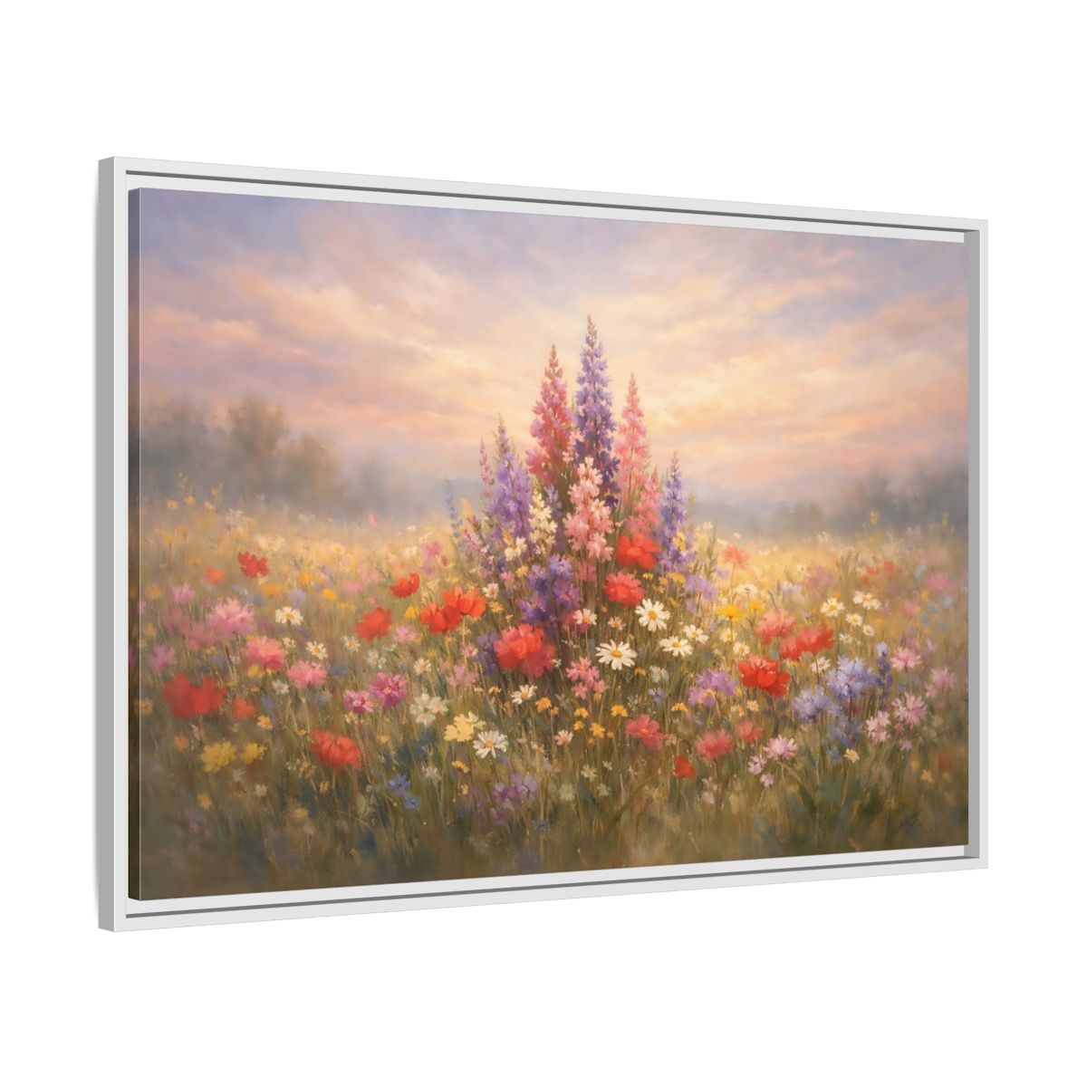 Side Mockup 8. Floral Wildflowers Colorful Wildflowers shown as stretched canvas wall art