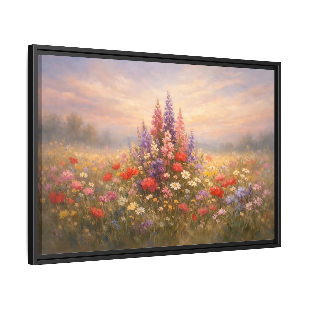 Side Mockup 14. Floral Wildflowers Colorful Wildflowers shown as stretched canvas wall art