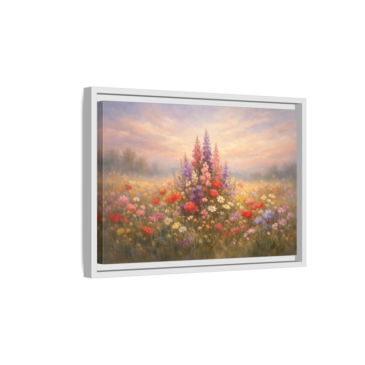 Side Mockup 4. Floral Wildflowers Colorful Wildflowers shown as stretched canvas wall art
