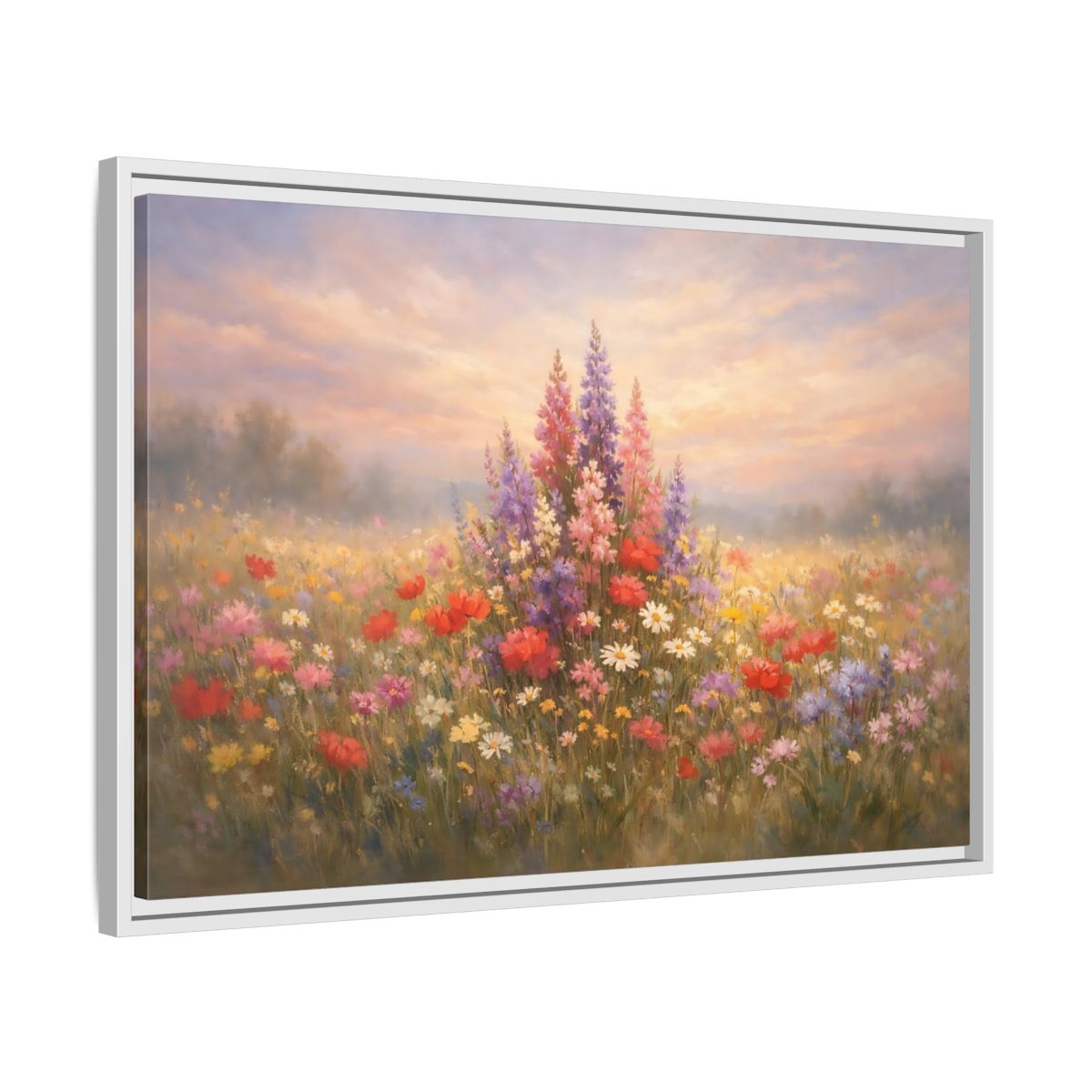 Side Mockup 10. Floral Wildflowers Colorful Wildflowers shown as stretched canvas wall art