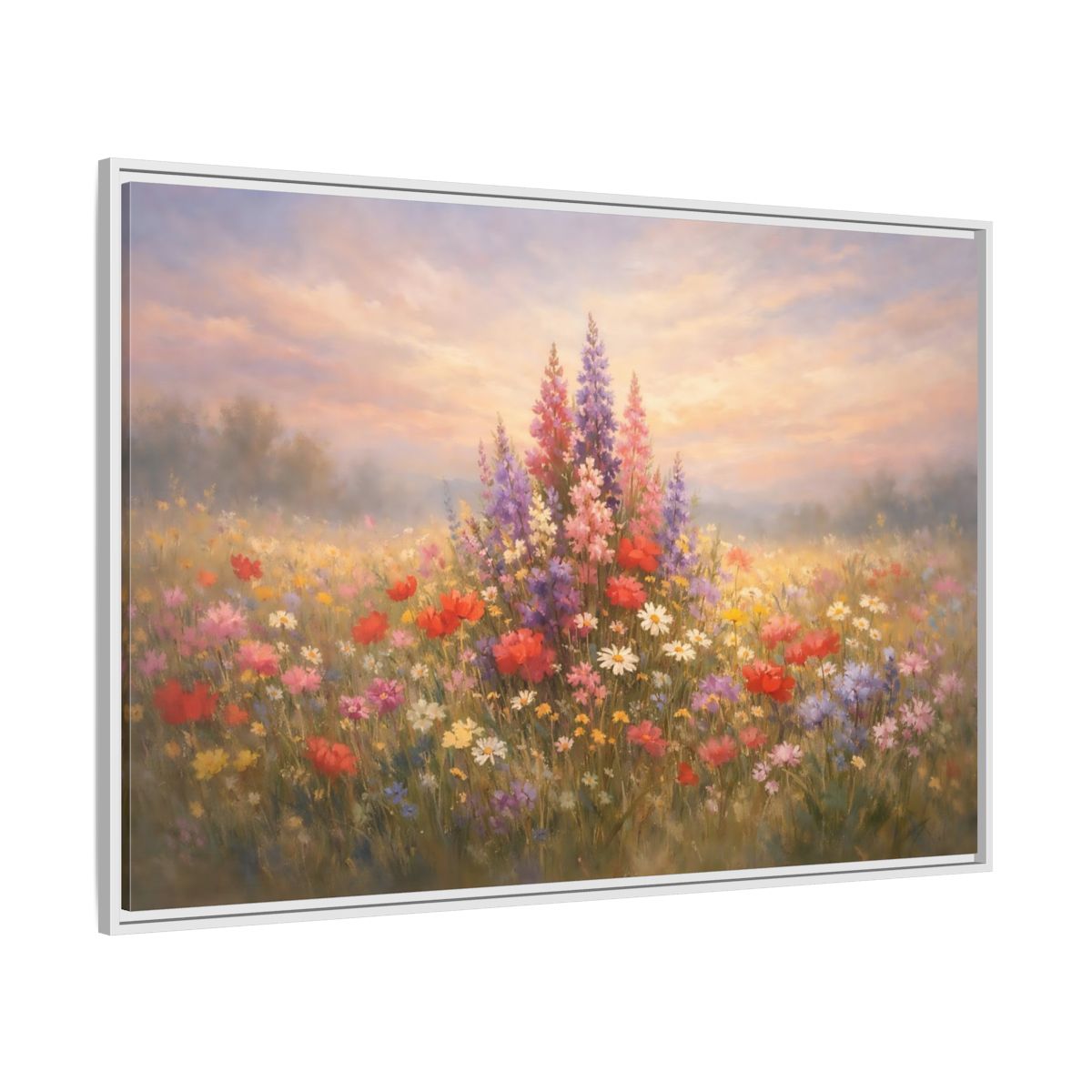 Side Mockup 7. Floral Wildflowers Colorful Wildflowers shown as stretched canvas wall art