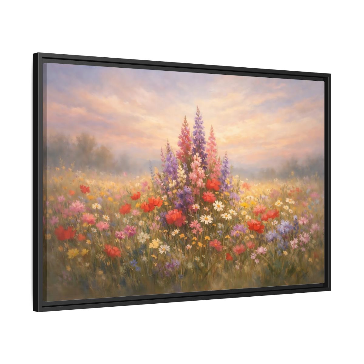 Side Mockup 13. Floral Wildflowers Colorful Wildflowers shown as stretched canvas wall art