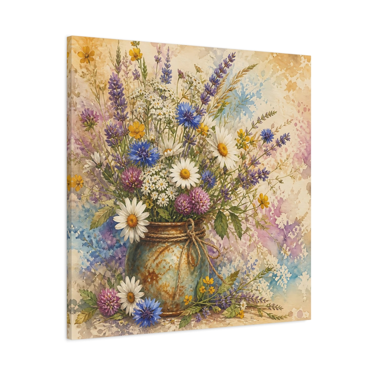 Main Mockup. Floral Wildflowers Colorful Wildflowers shown as stretched canvas wall art