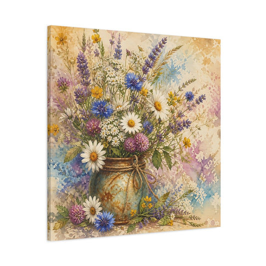 Main Mockup. Floral Wildflowers Colorful Wildflowers shown as stretched canvas wall art