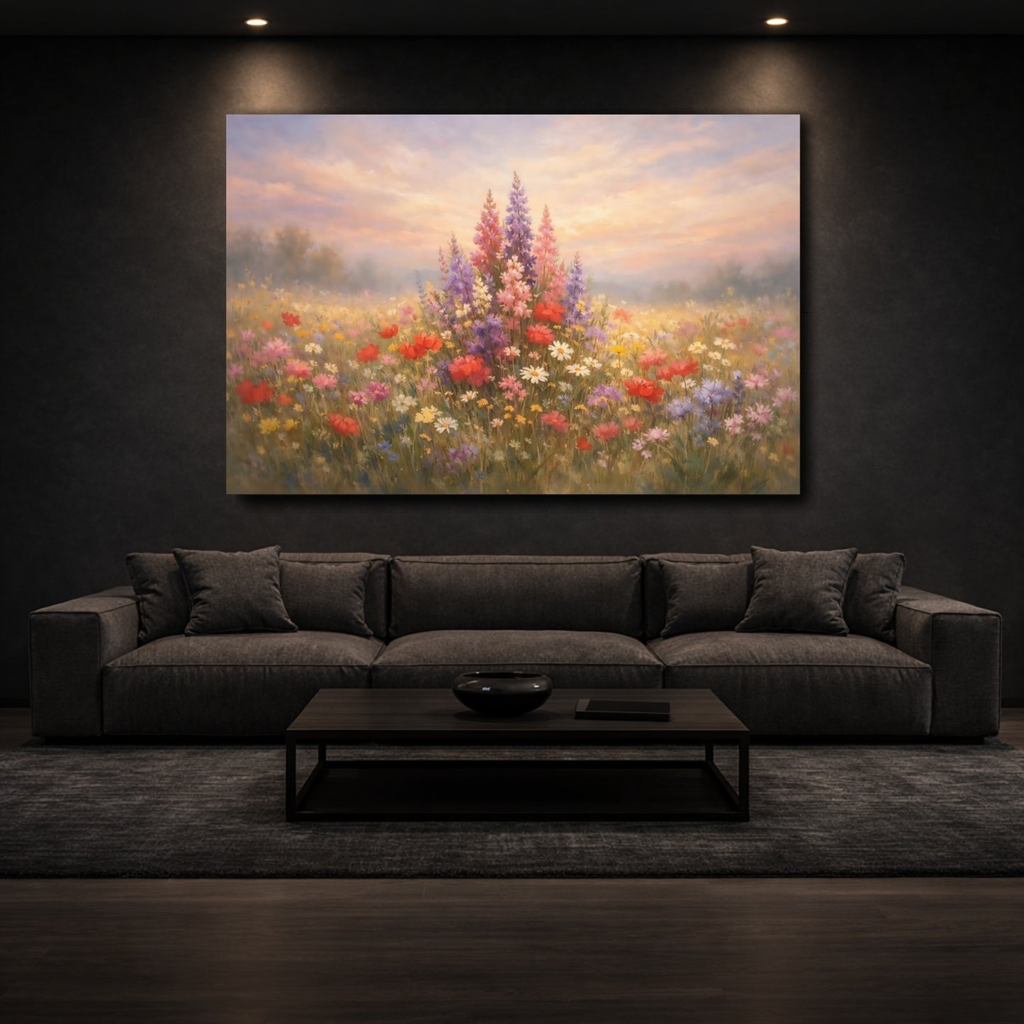 Mockup 2. Floral Wildflowers Colorful Wildflowers shown as stretched canvas wall art