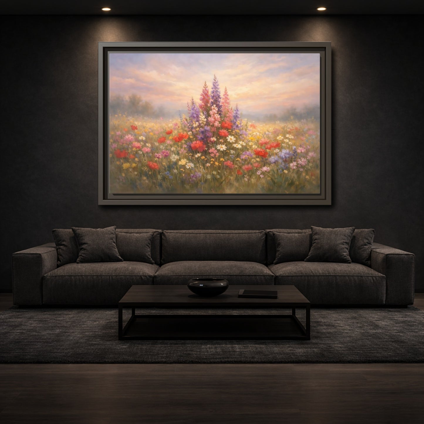 Mockup 2. Floral Wildflowers Colorful Wildflowers shown as stretched canvas wall art