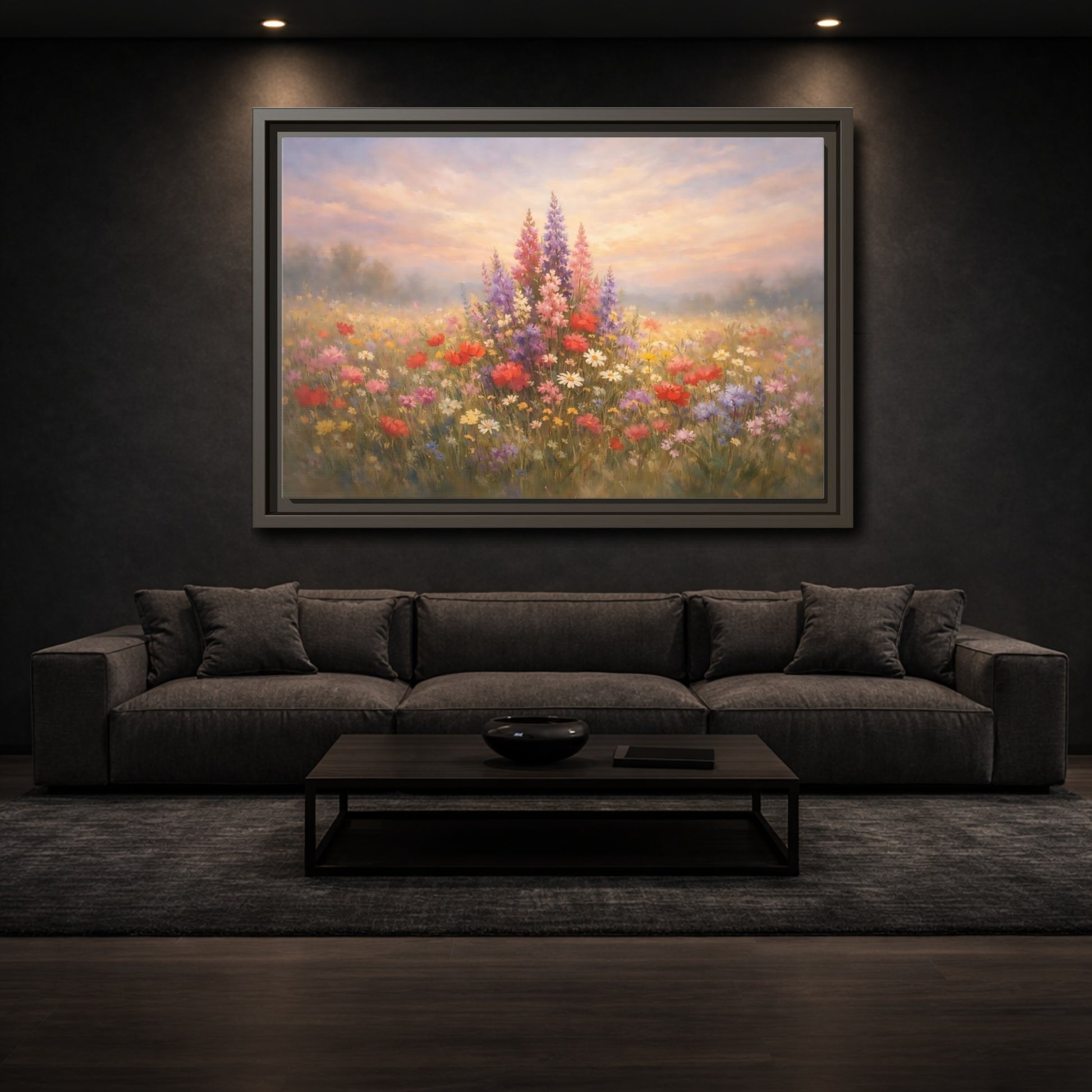Mockup 2. Floral Wildflowers Colorful Wildflowers shown as stretched canvas wall art