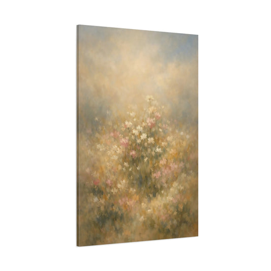 Main Mockup. Floral Wildflowers Muted Floral Field shown as stretched canvas wall art