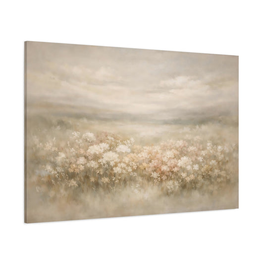Main Mockup. Floral Wildflowers Neutral Floral shown as stretched canvas wall art