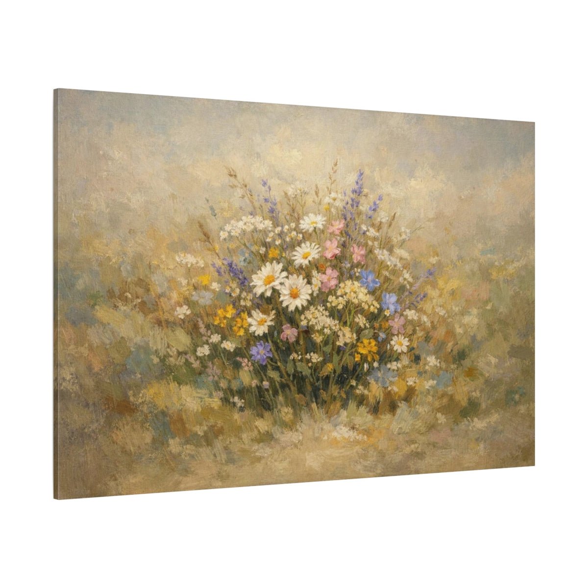 Floral Wildflowers Neutral Nature - Canvas Wall Art Print - YesArtYes